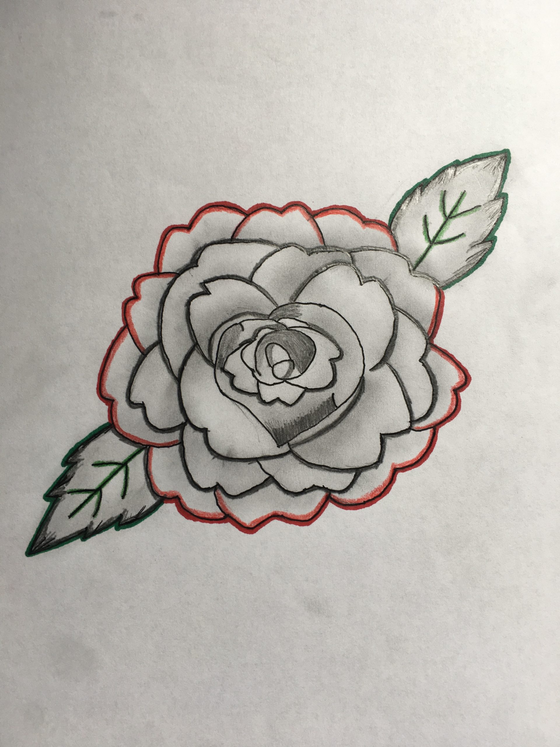 how to draw a traditional rose tattoo